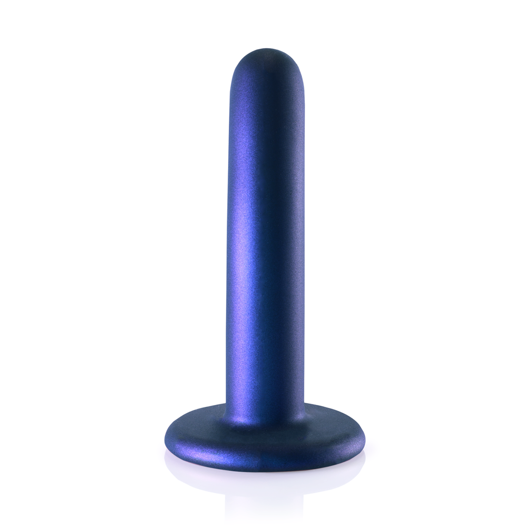 Gode en silicone lisse pour le point G - 12 cm - Bleu métallique