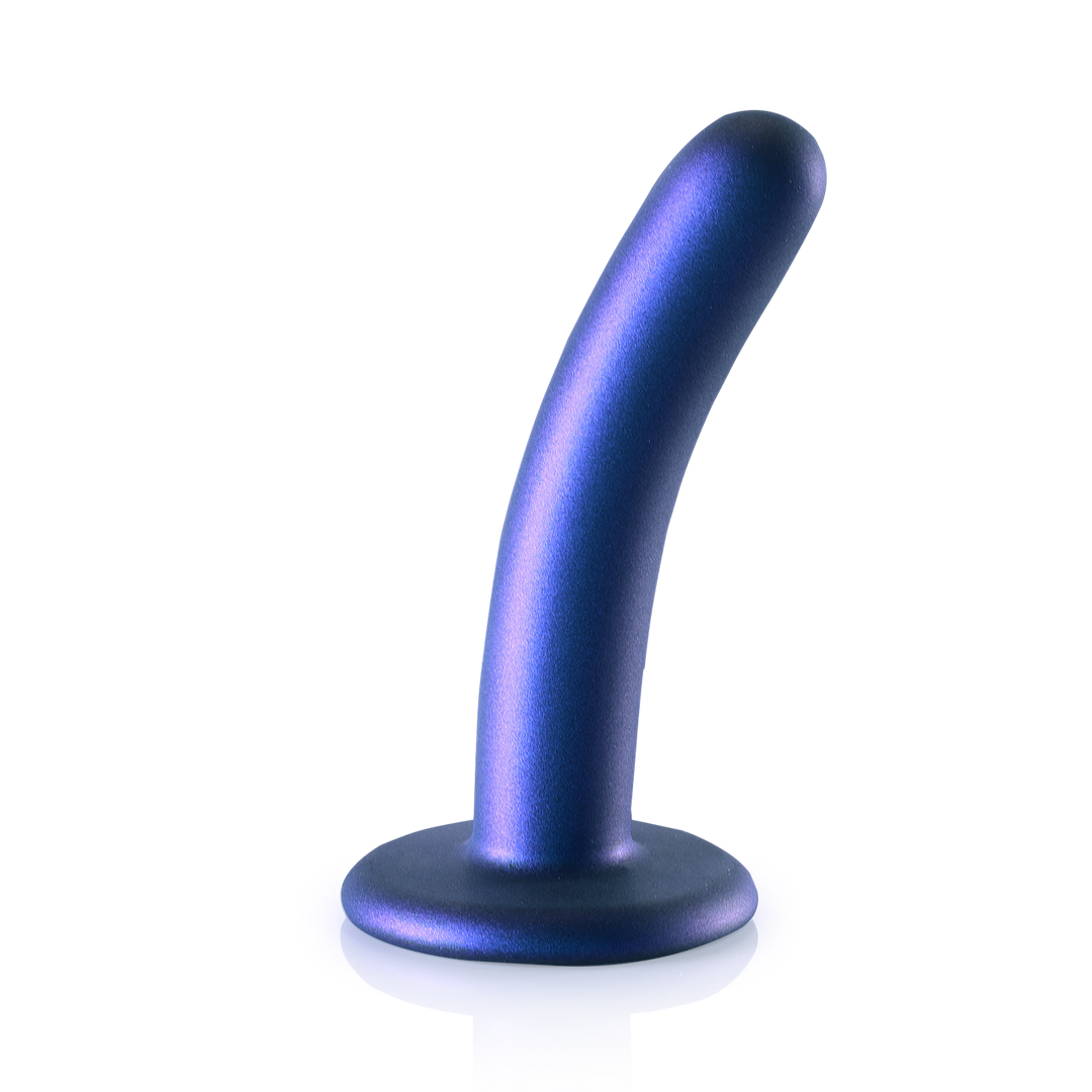 Gode en silicone lisse pour le point G - 12 cm - Bleu métallique