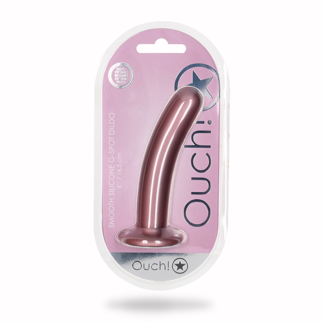 Gode en silicone lisse pour point G - 6'' / 14,5 cm - Or rose