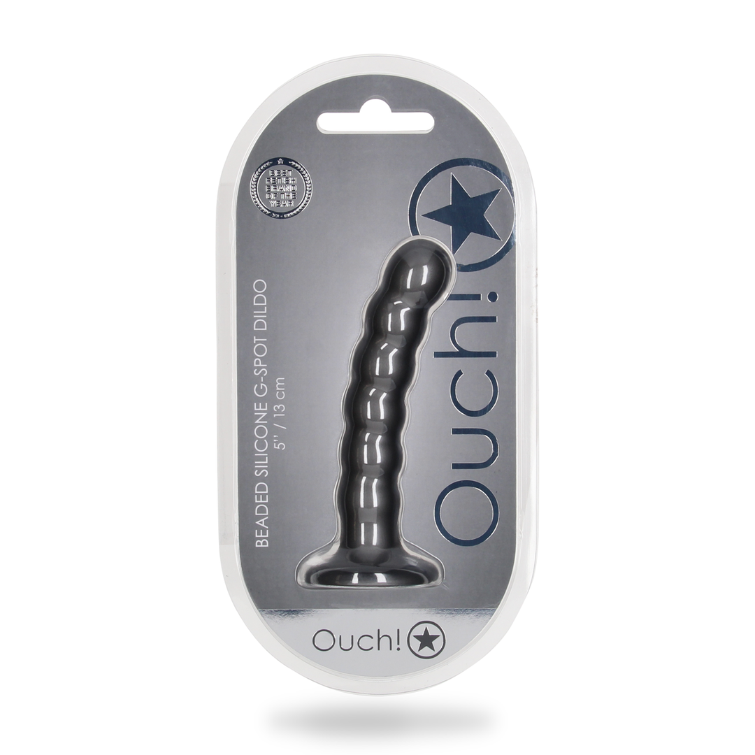 Godemiché à perles en silicone pour point G - 13 cm - Métal canon