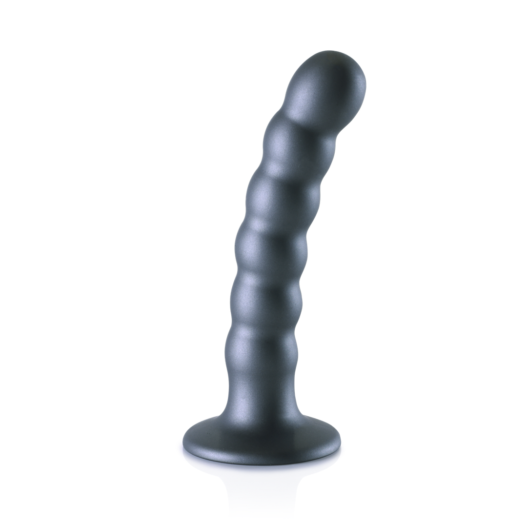 Godemiché à perles en silicone pour point G - 13 cm - Métal canon