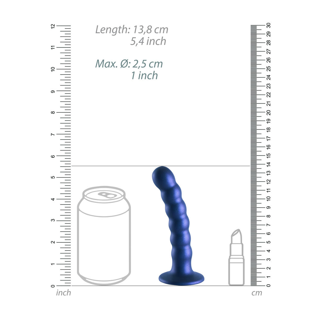 Gode-ceinture en silicone à perles - 13 cm - Bleu Métallique