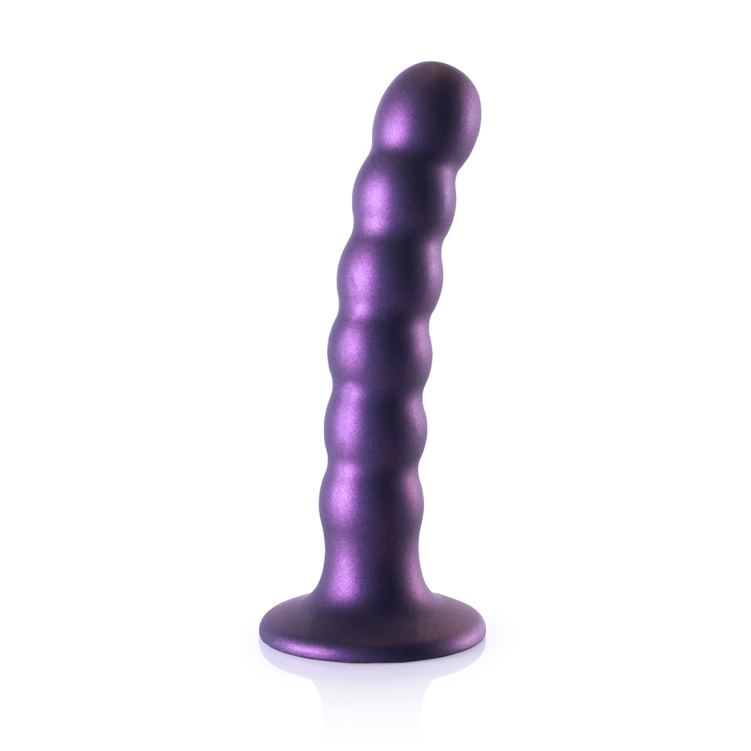 Gode en silicone perlé G-spot - 5'' / 13 cm - Violet métallique