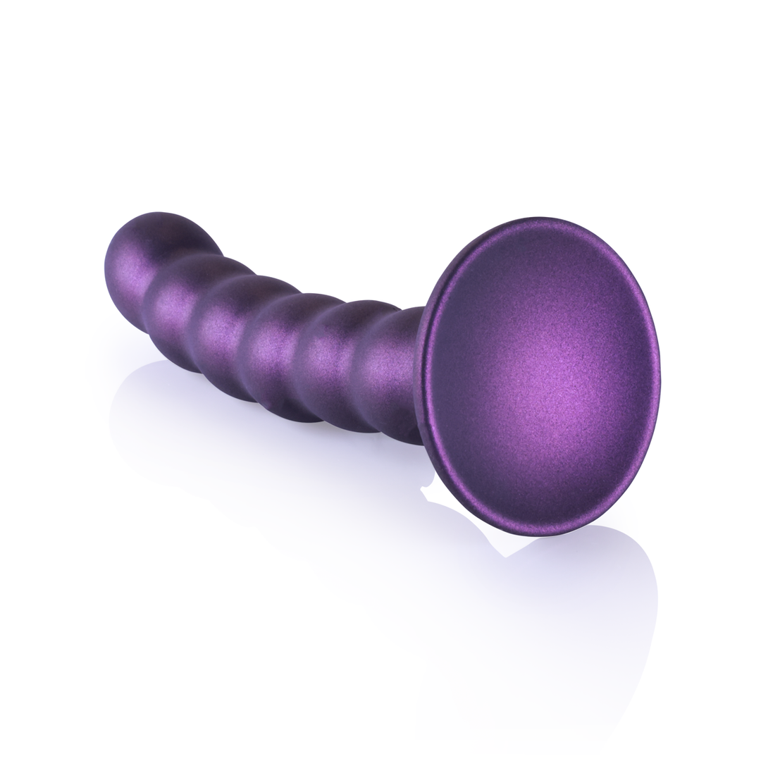 Gode en silicone perlé G-spot - 5'' / 13 cm - Violet métallique