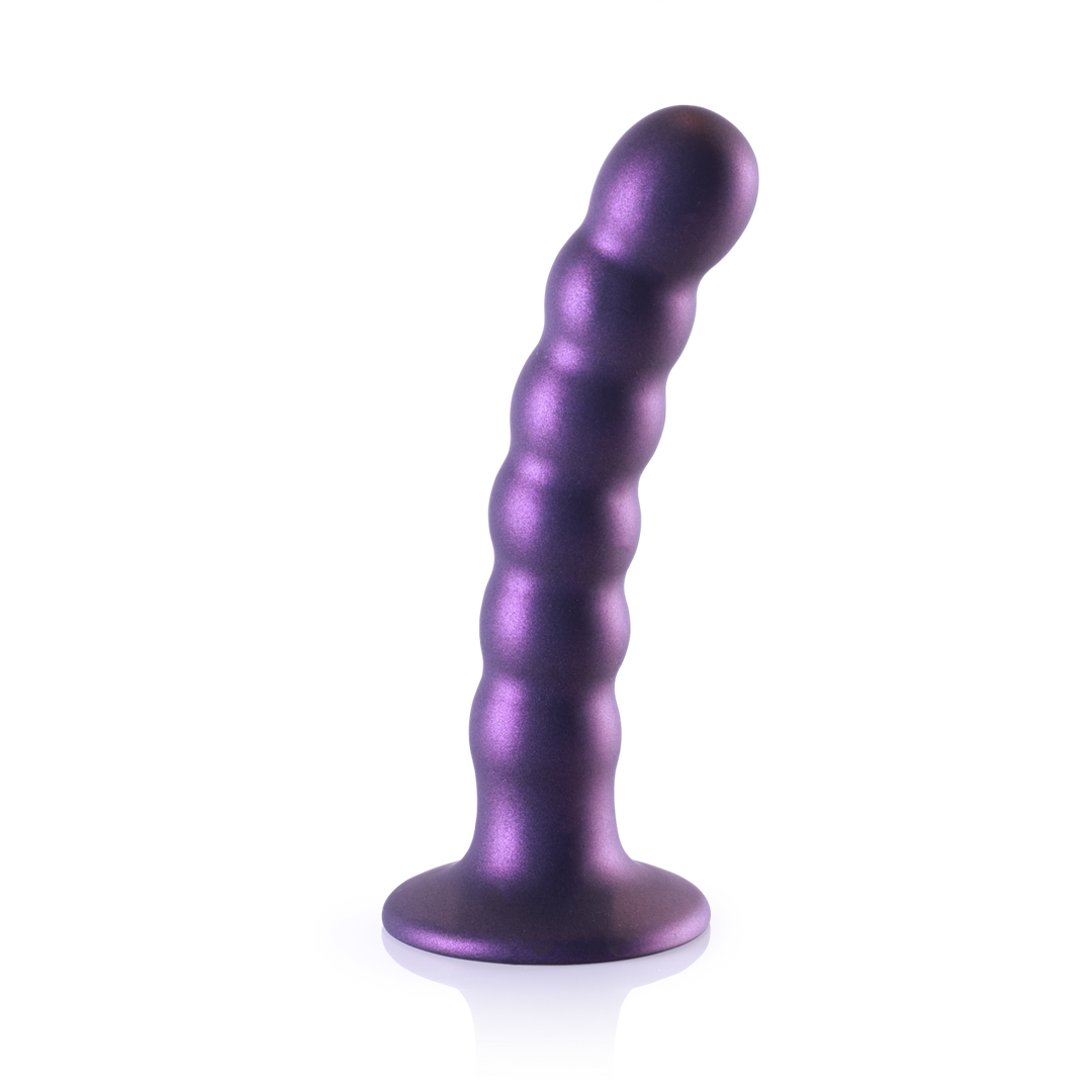 Gode en silicone perlé G-spot - 5'' / 13 cm - Violet métallique