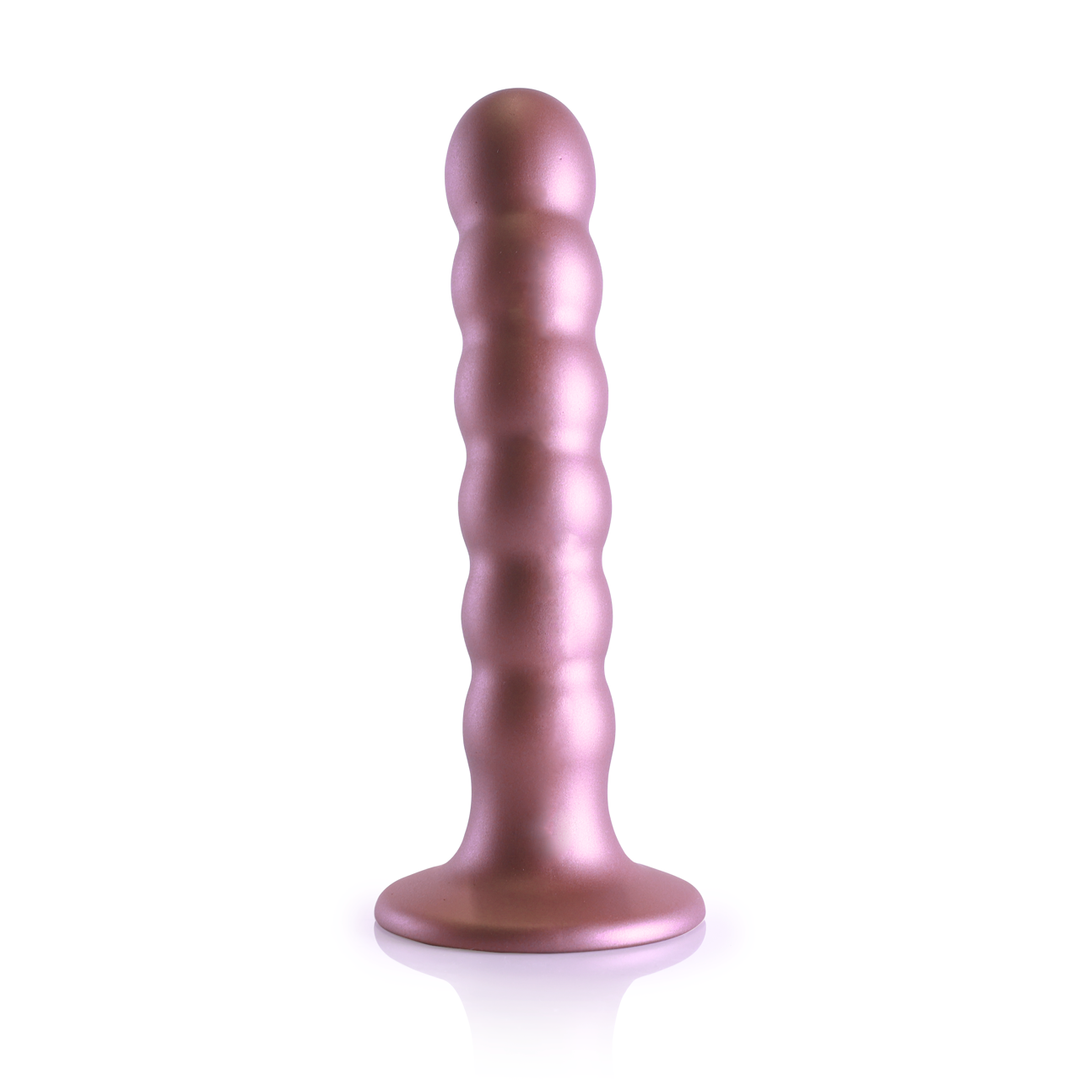 Gode per punto G perlinato in silicone - 5'' / 13 cm - Rose Gold