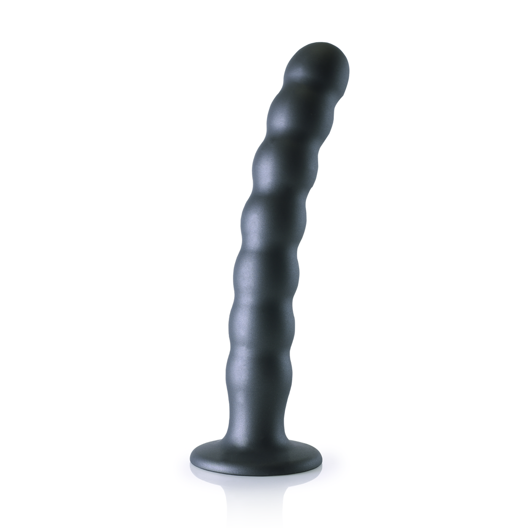 Godemichet perlé en silicone point G - 8'' / 20,5 cm - Gunmetal