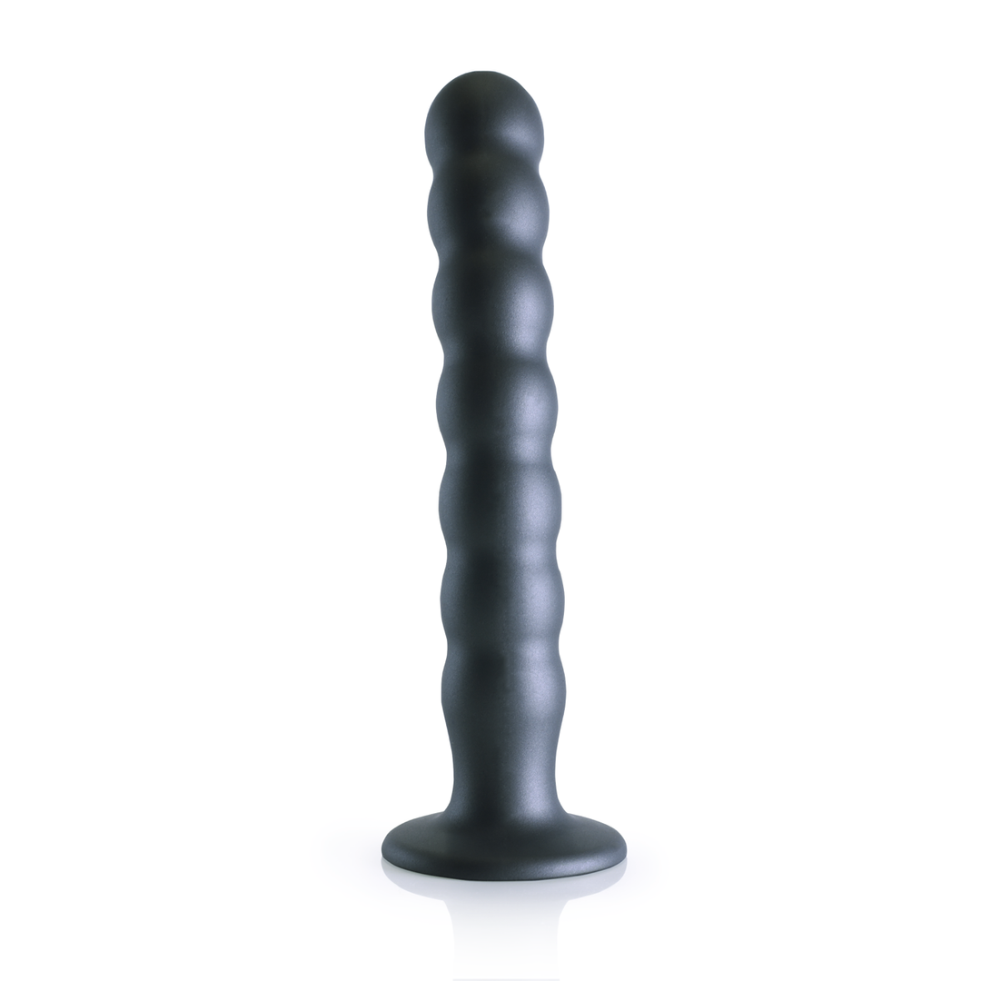 Godemichet perlé en silicone point G - 8'' / 20,5 cm - Gunmetal