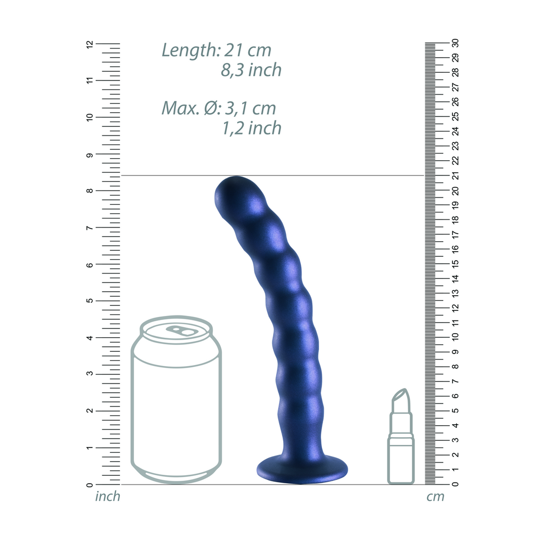 Godemichet G-spot en silicone perlé - 8'' / 20,5 cm - Bleu métallisé