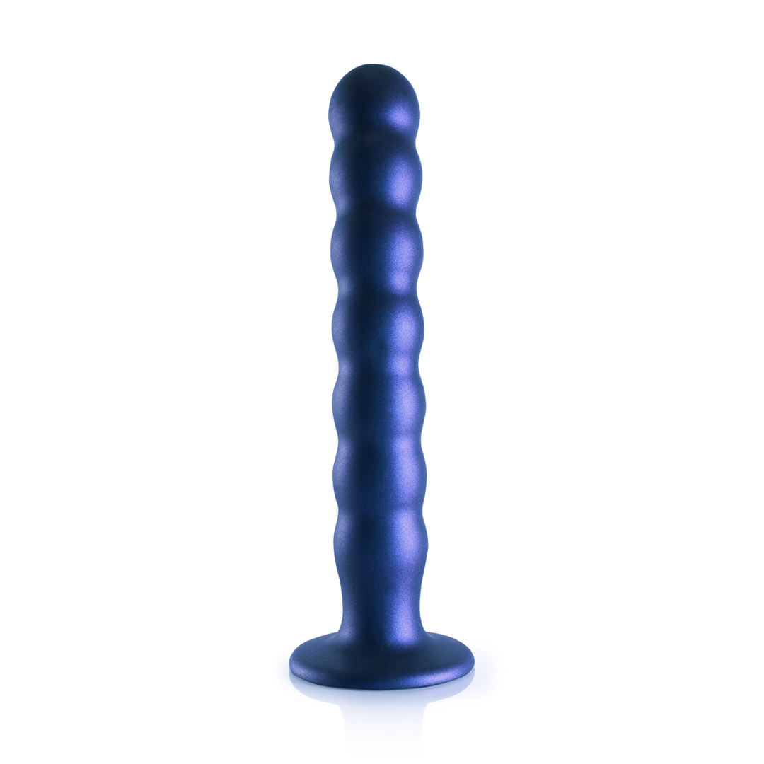 Godemichet G-spot en silicone perlé - 8'' / 20,5 cm - Bleu métallisé