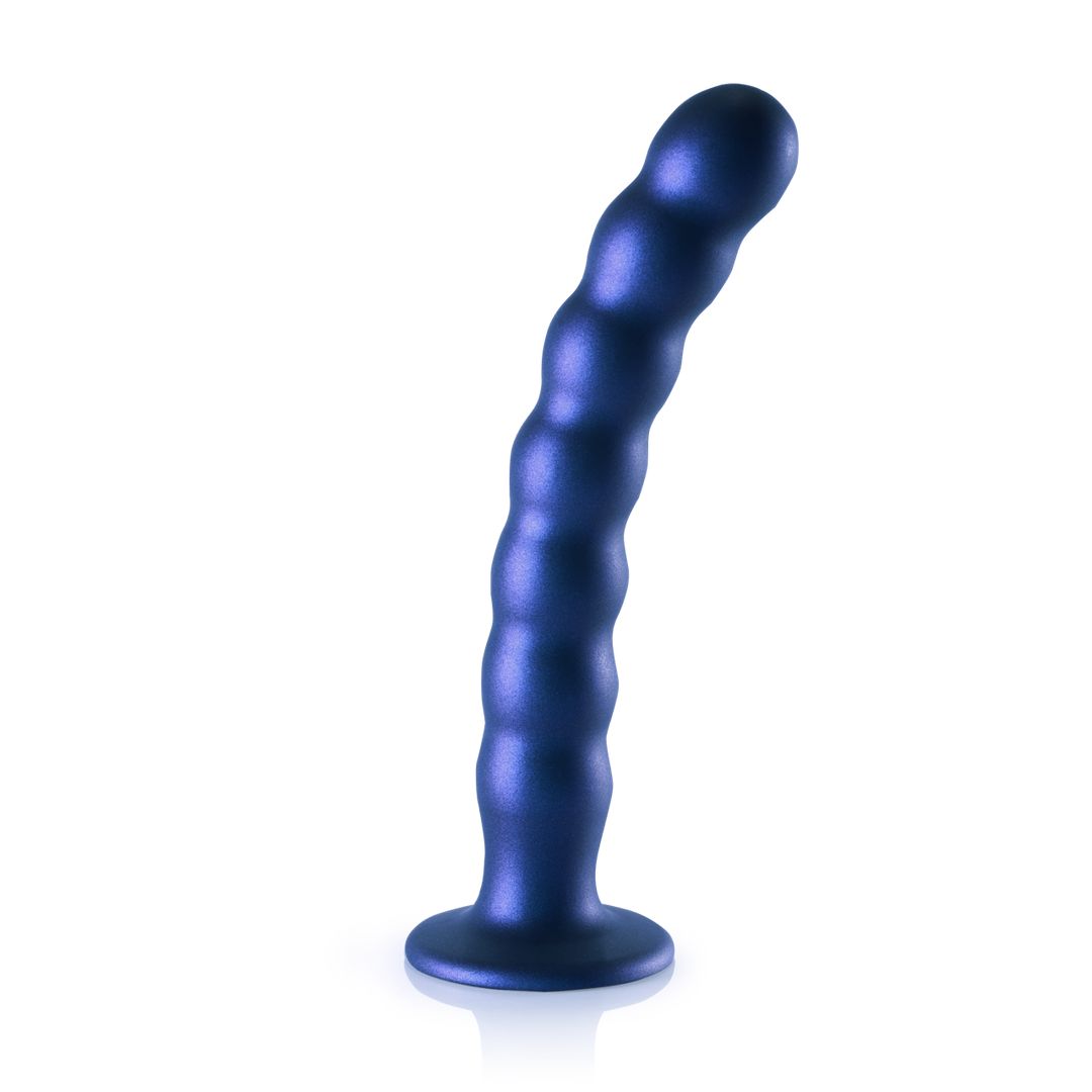 Godemichet G-spot en silicone perlé - 8'' / 20,5 cm - Bleu métallisé