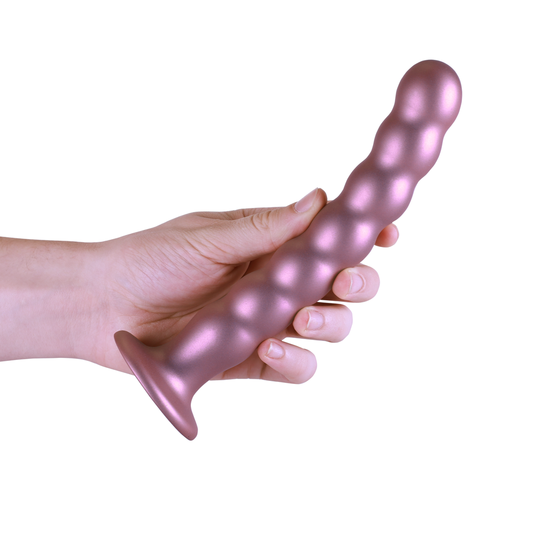 Gode-ceinture perlé en silicone point G - 20,5 cm - Or rose