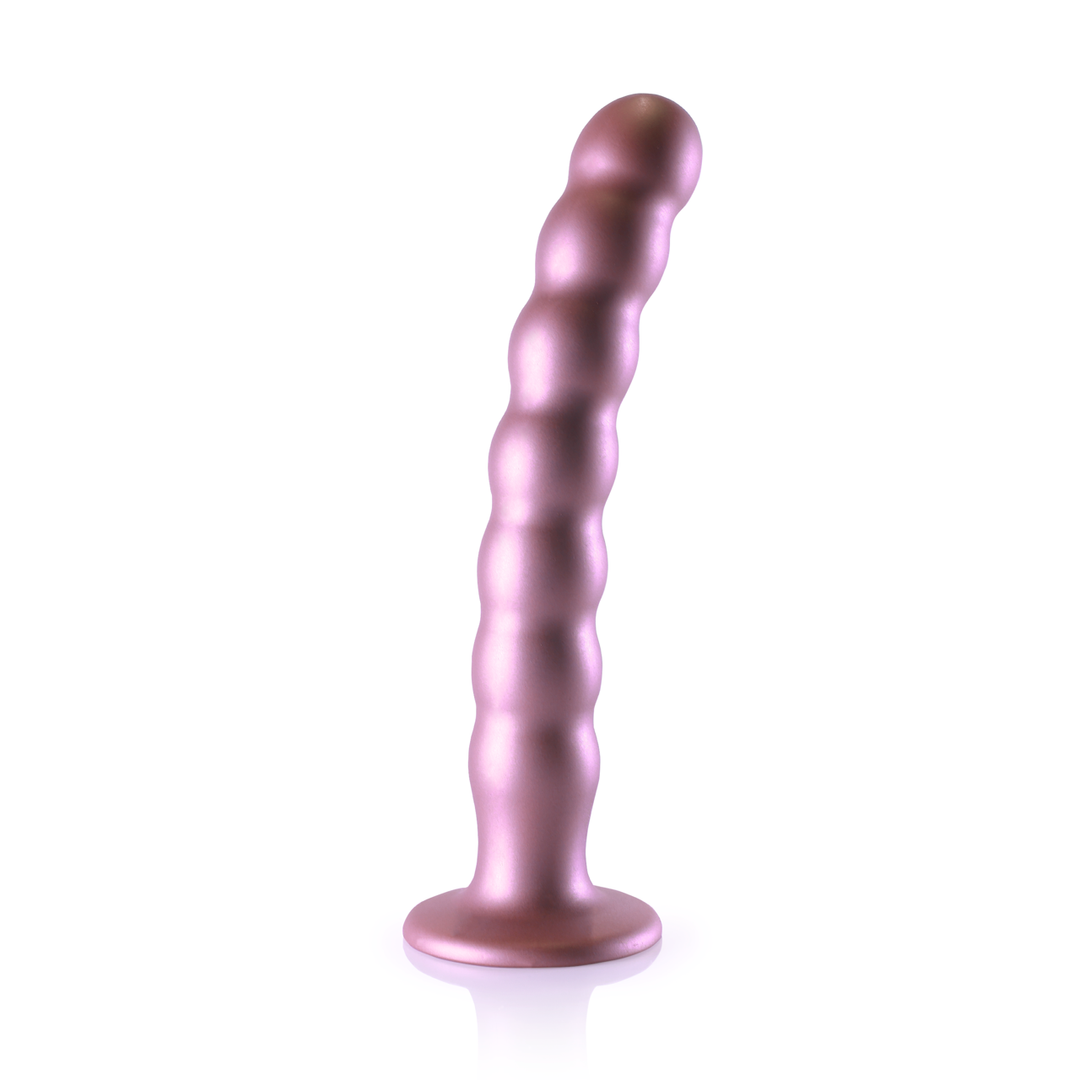 Gode-ceinture perlé en silicone point G - 20,5 cm - Or rose