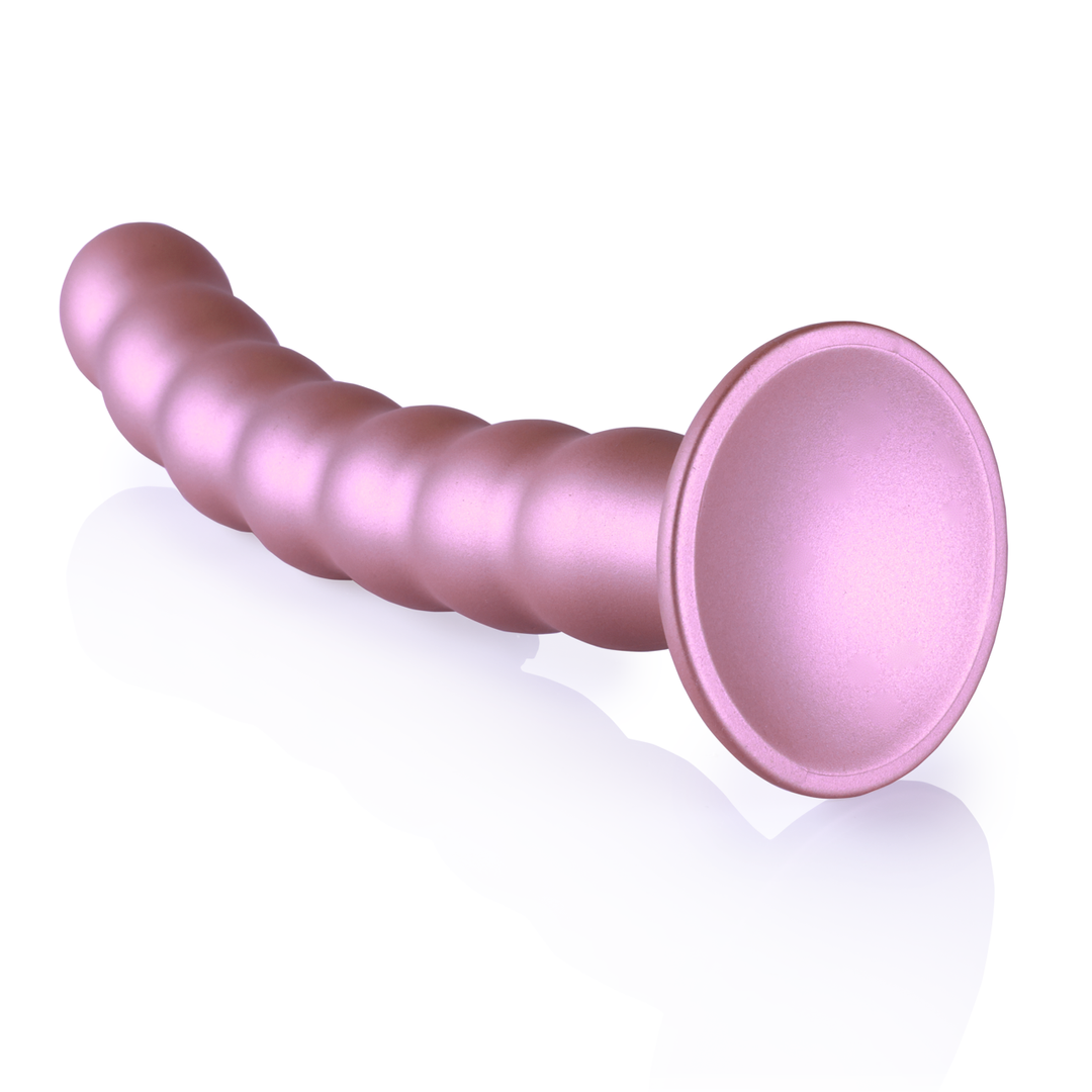 Gode-ceinture perlé en silicone point G - 20,5 cm - Or rose