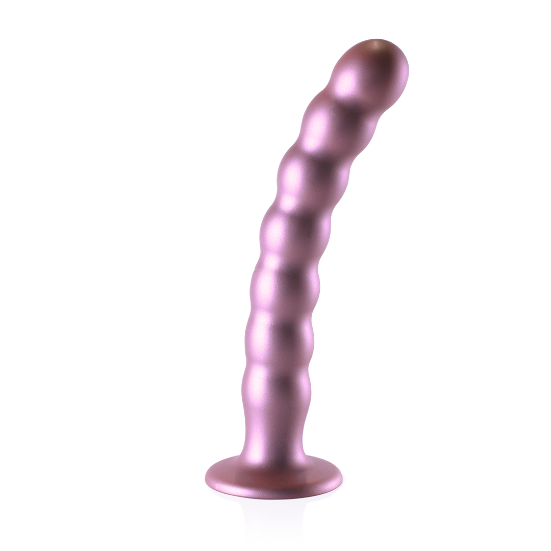 Gode-ceinture perlé en silicone point G - 20,5 cm - Or rose