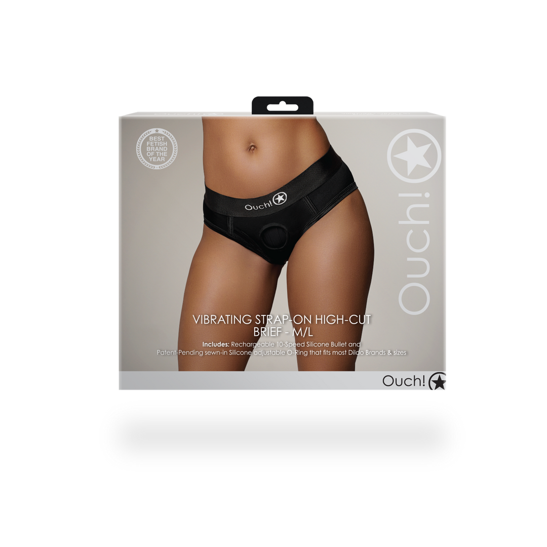 Arnés strap-on cut 10 velocidades – negro OU827BLKML1 | Ouch!