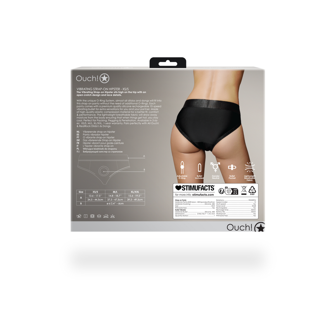 Arnés strap-on Hipster 10 velocidades – negro OU828BLKXSS1 | Ouch!