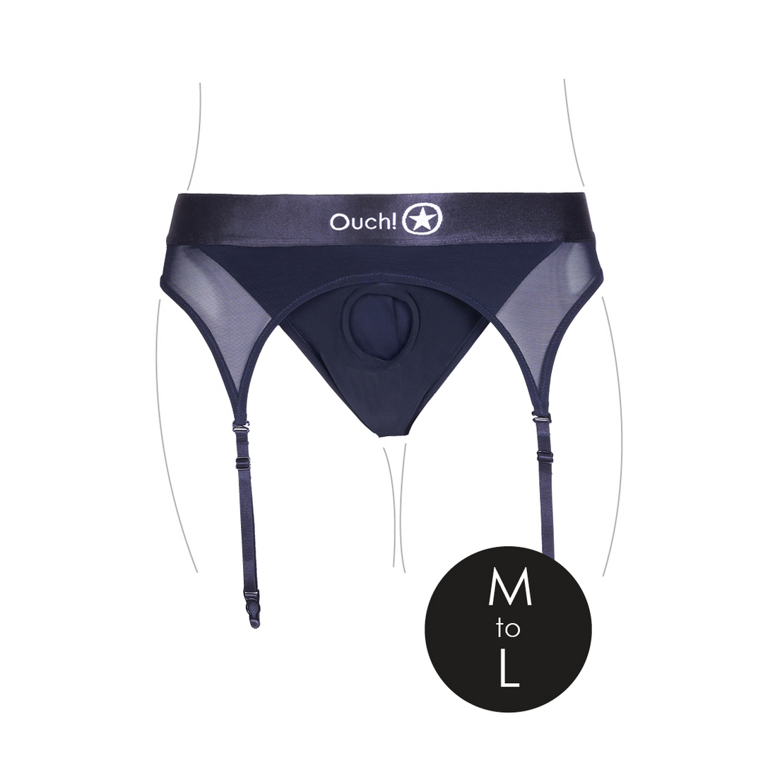 Arnés strap-on Garters 10 velocidades – negro OU829BLKML1 | Ouch!