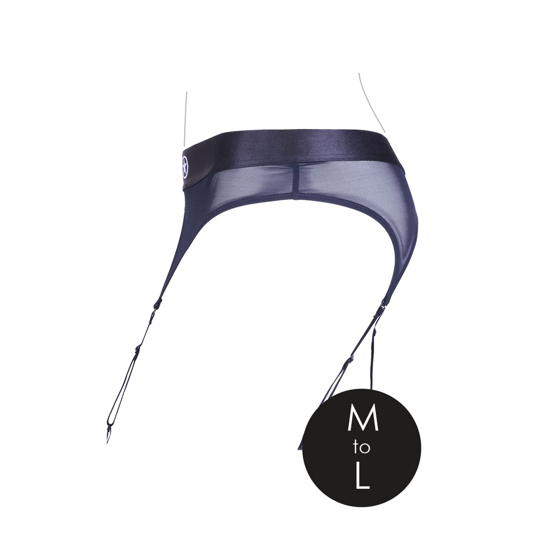 Arnés strap-on Garters 10 velocidades – negro OU829BLKML1 | Ouch!