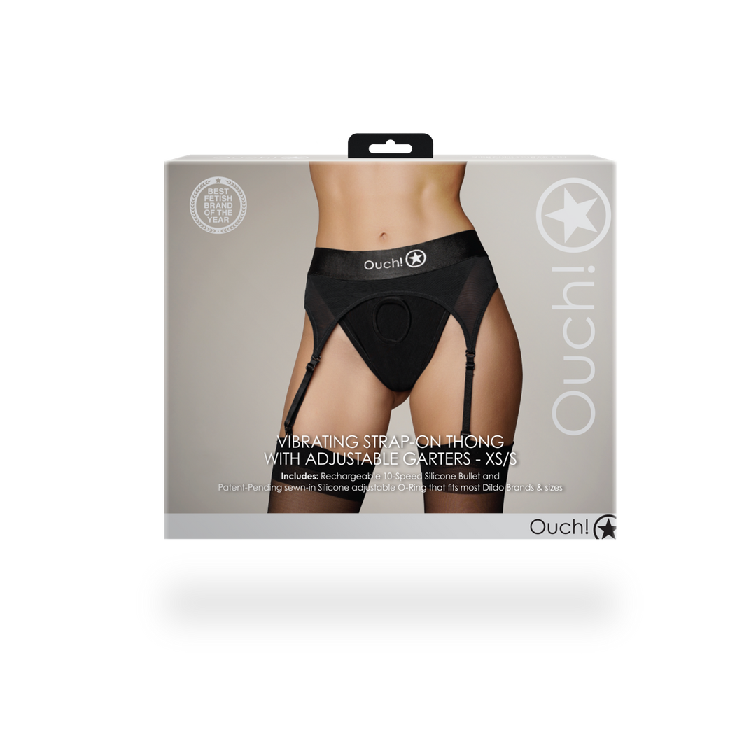 Arnés strap-on Garters 10 velocidades – negro OU829BLKXSS1 | Ouch!
