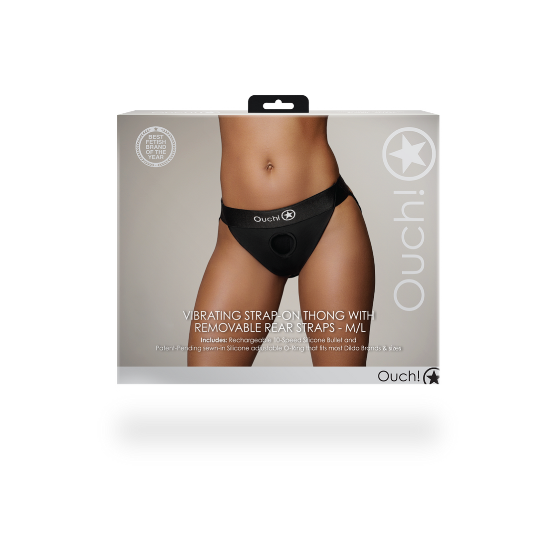 Arnés strap-on Removable 10 velocidades – negro OU830BLKML1 | Ouch!
