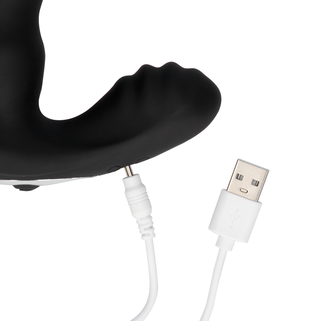 Masseur de prostate vibrant perlé avec télécommande - Noir
