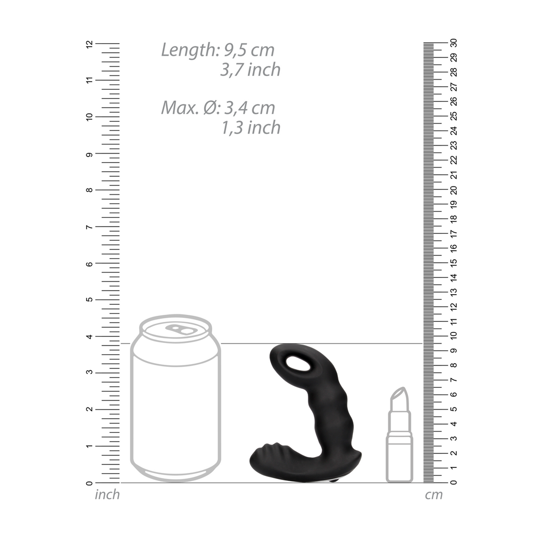 Masseur de prostate vibrant perlé avec télécommande - Noir