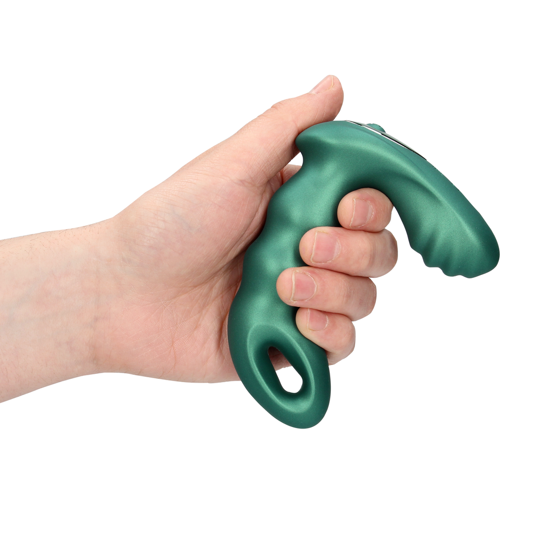 Masseur de prostate vibrant à perles avec télécommande - Vert métallique