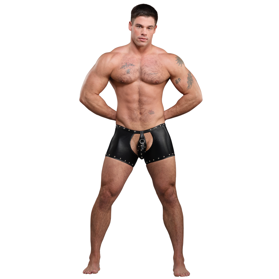 Poseidon - Short avec entrejambe et dos ouverts avec string détachable - L/XL - Noir