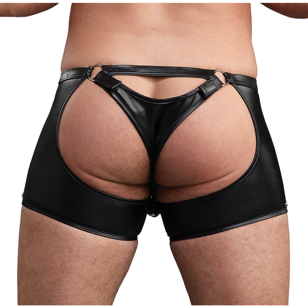 Poseidon - Short avec entrejambe et dos ouverts avec string détachable - L/XL - Noir