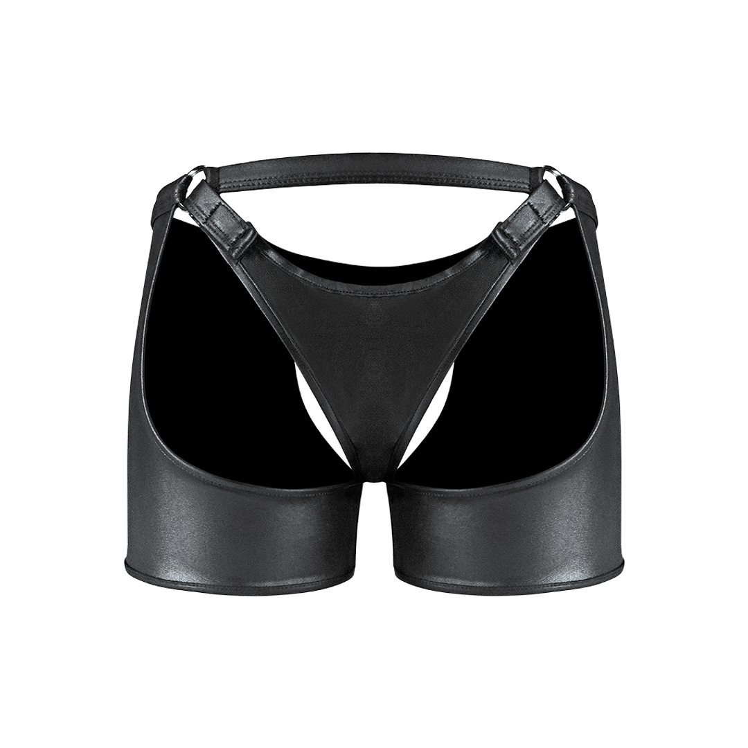 Poseidon - Short avec entrejambe et dos ouverts avec string détachable - L/XL - Noir