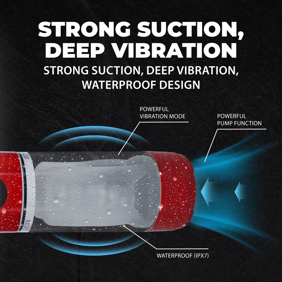 TechnoThrust - Automatic Waterproof Masturbator Pump - Metallic Red