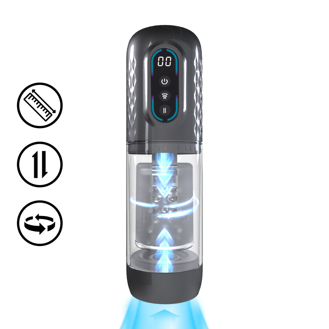 Vortex - Suction Rotation and Thrusting Masturbator Pump - Gun Metal