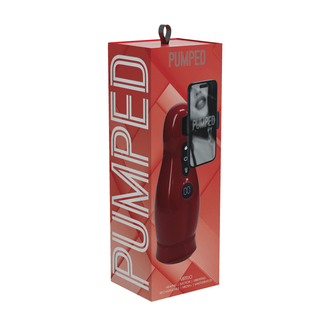 Virtuo - Suction and Vibration Masturbator Pump with Phone Attachment - Metallic Red