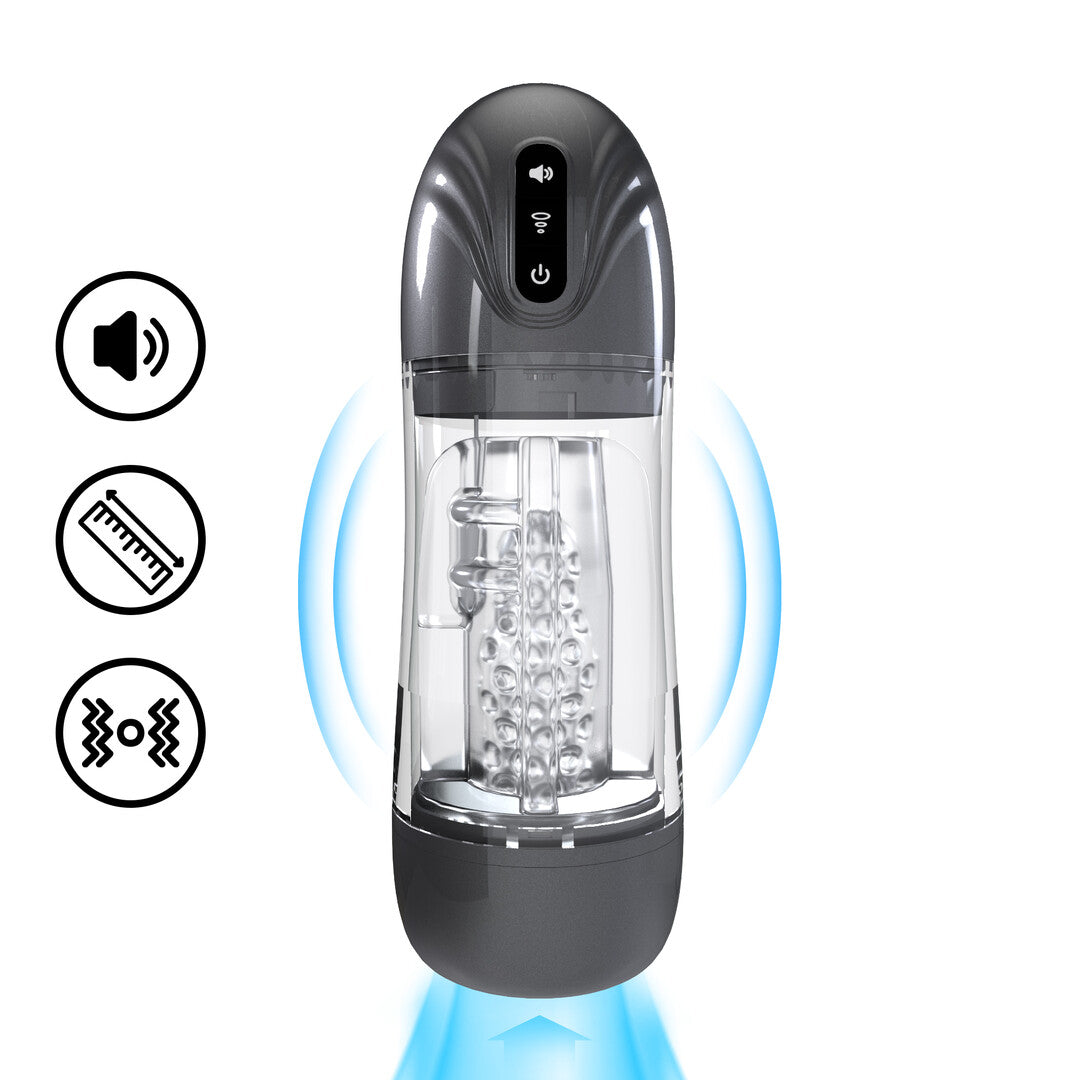 SonicPull - Suction and Vibration Masturbator Pump - Multimedia Enhanced - Gun Metal