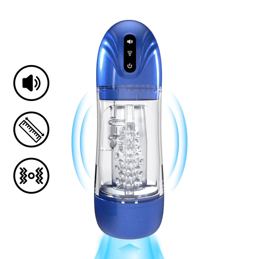 SonicPull - Pompe Masturbateur à Succion et Vibrations - Multimédia Amélioré - Bleu Métallique