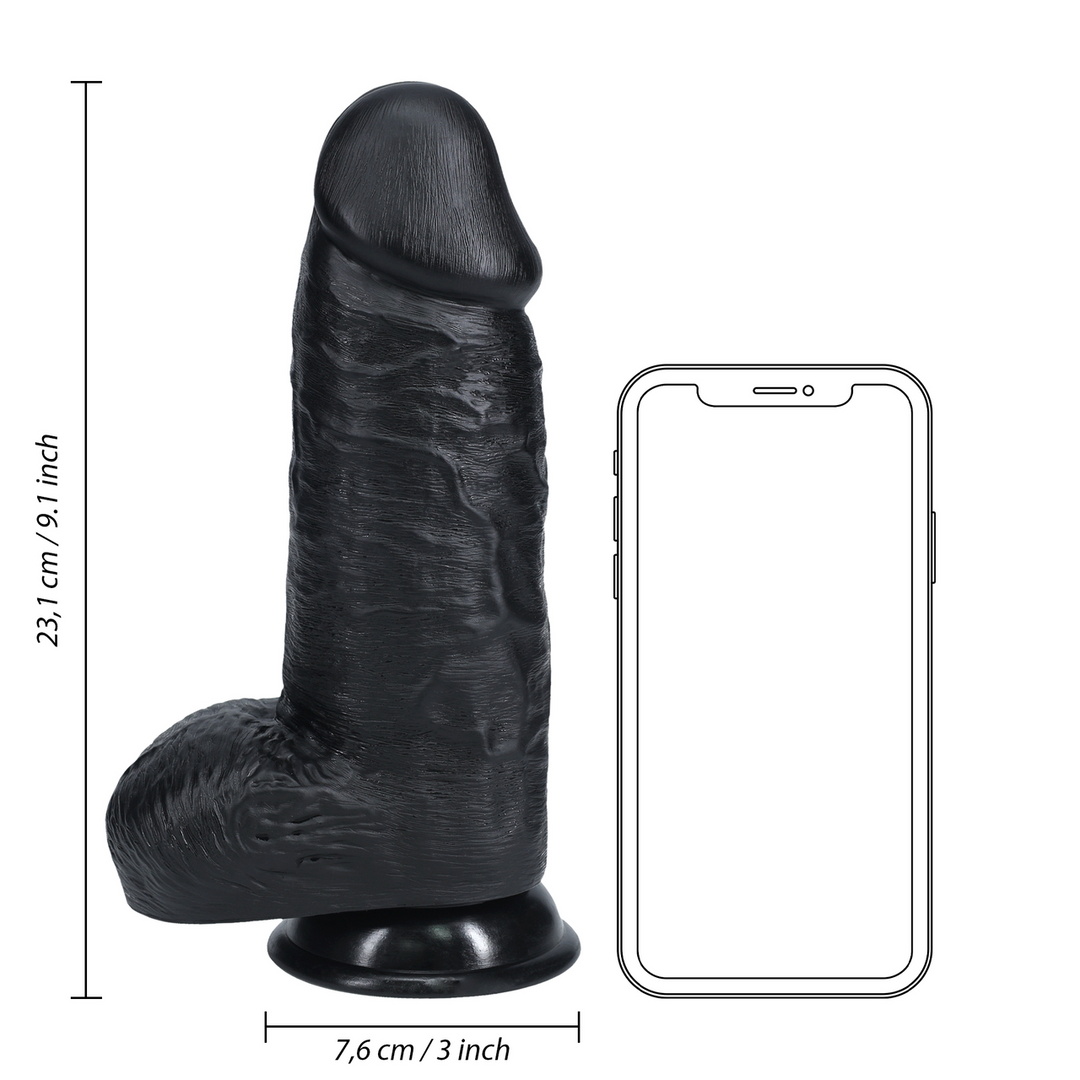 Dildo realista Thick Straight 7.6 cm – preto | RealRock