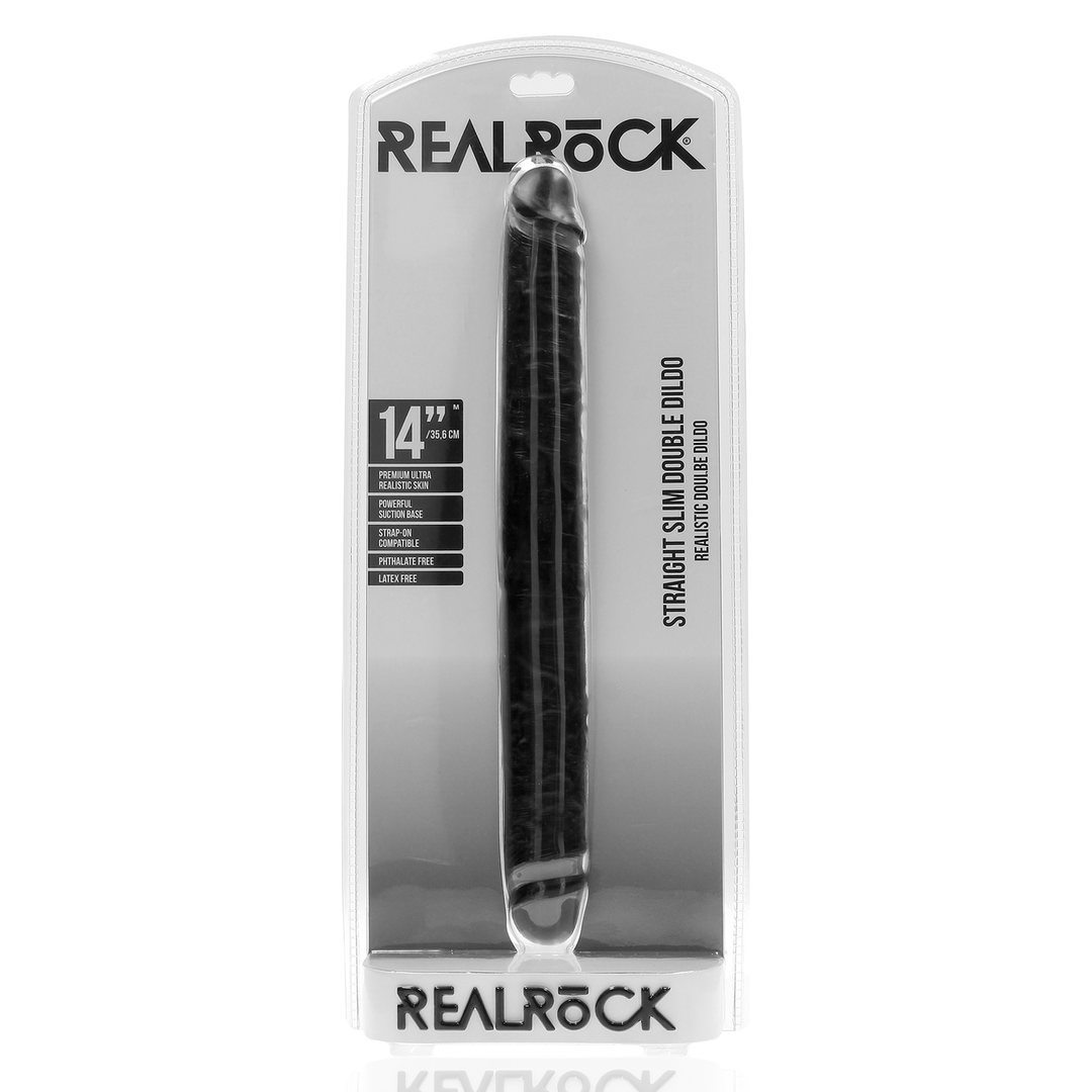 Slim Double Ended Dong 14 / 35,6 cm - Noir