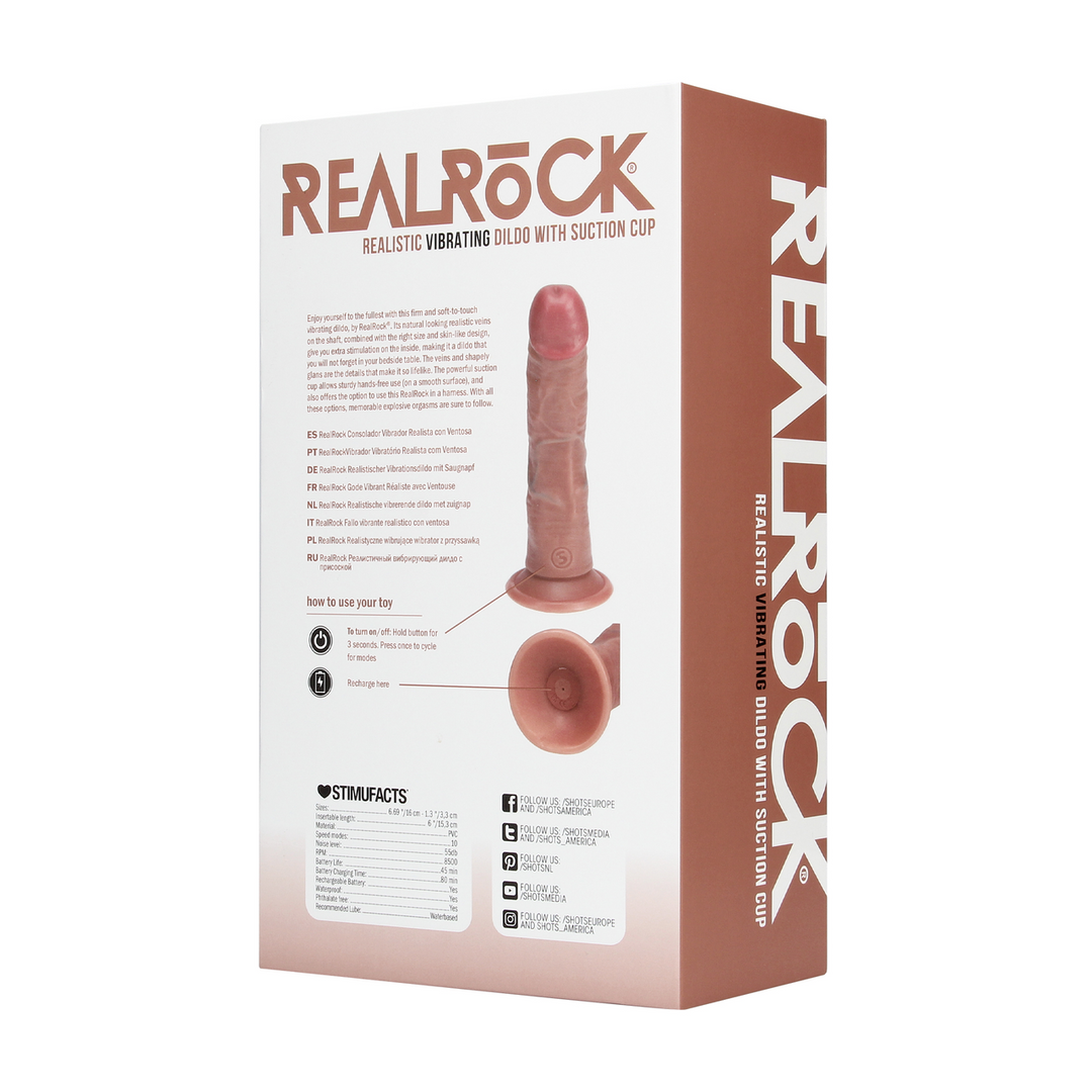 Vibrador realista Regular Curved 17 cm – recargable, tan | RealRock