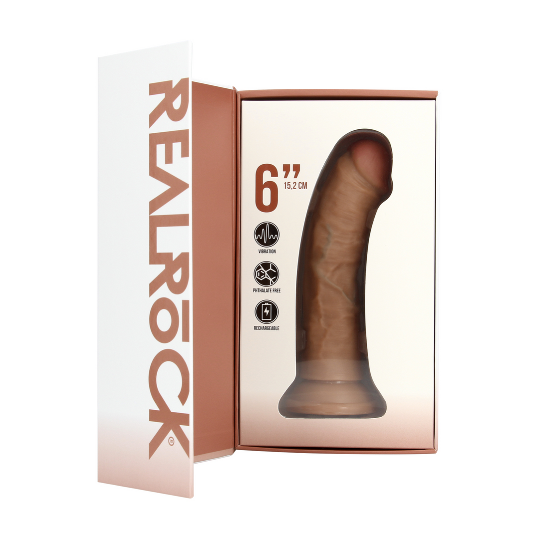 Vibrador realista Regular Curved 17 cm – recargable, tan | RealRock