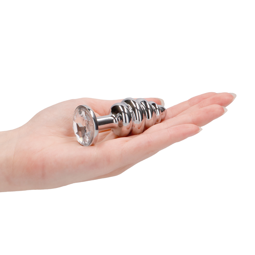 Ribbed Diamond Plug - 2.8 / 7 cm - Silver