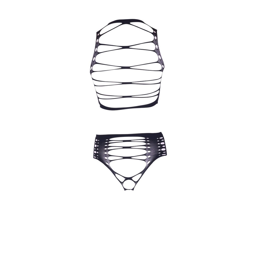 Helike XLV - Ensemble deux pièces avec bonnets ouverts, crop top et culotte - Taille unique