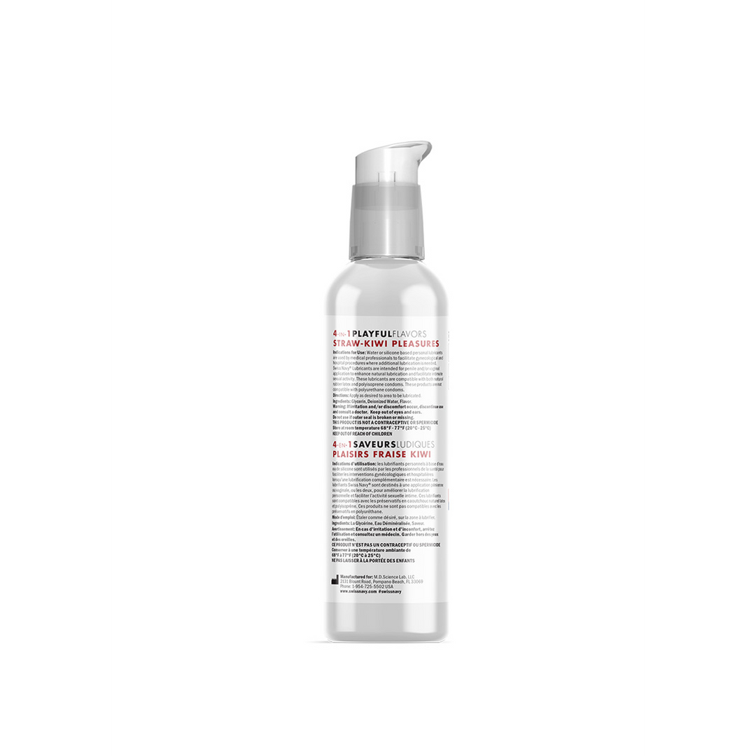 4 en 1 Saveurs ludiques - Lubrifiant saveur Fraise-Kiwi Plaisirs - 4 fl oz / 118 ml
