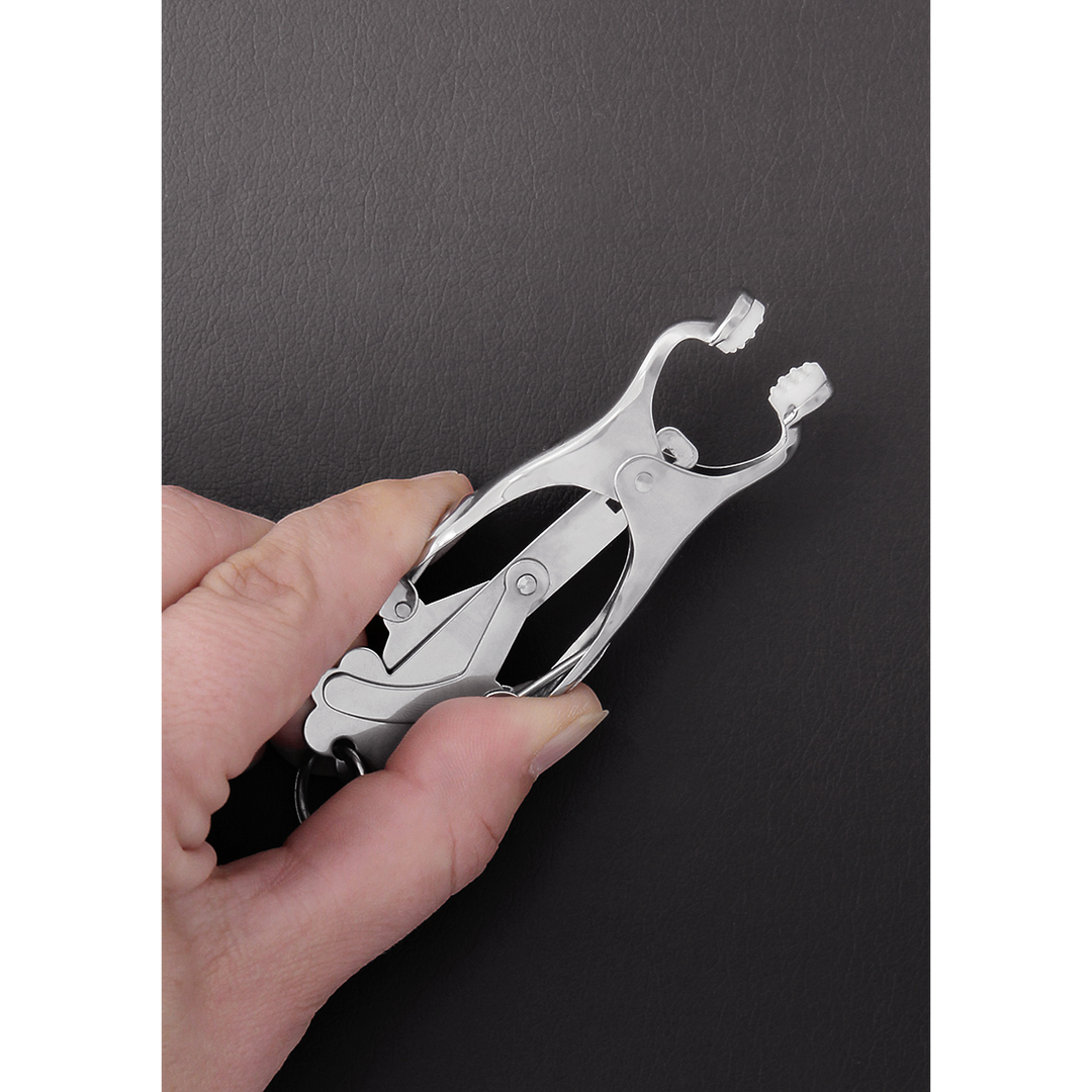 Mellbimbó csipesz Clover Clamp with Chain – ezüst | Steel