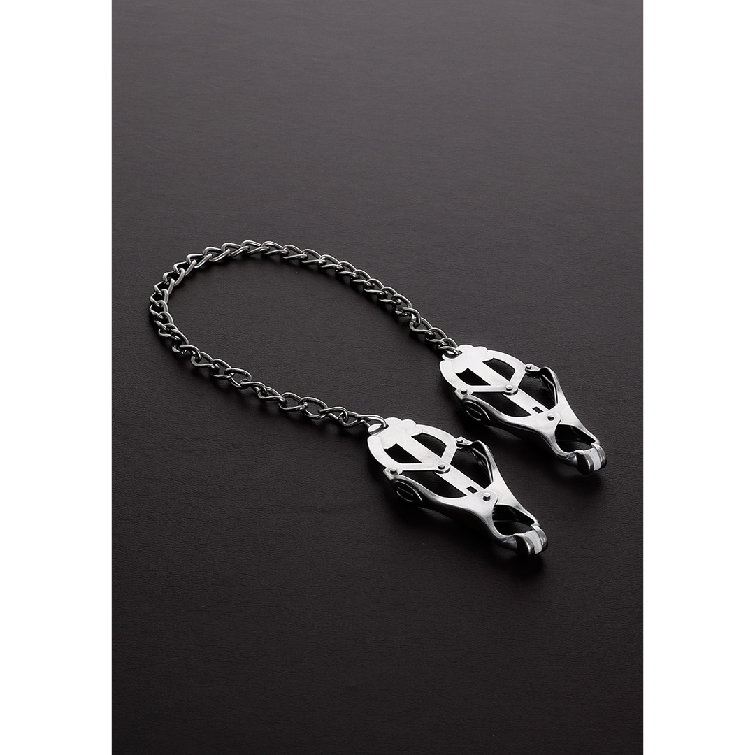 Mellbimbó csipesz Clover Clamp with Chain – ezüst | Steel