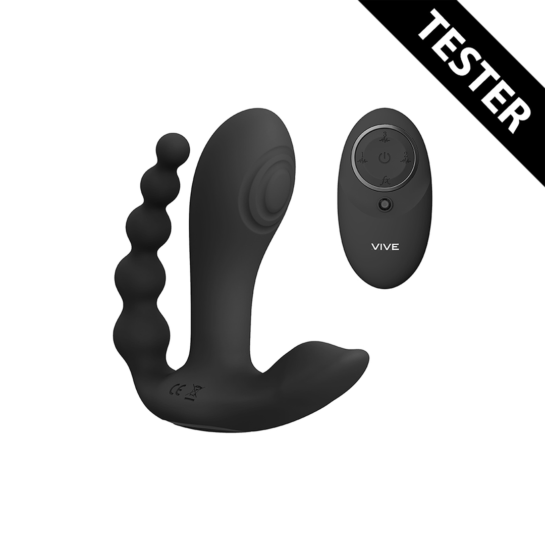 Klassischer Vibrator Kata Pulse Wave Penetration 10 Funktionen – mit Fernbedienung, doppelt, schwarz | VIVE