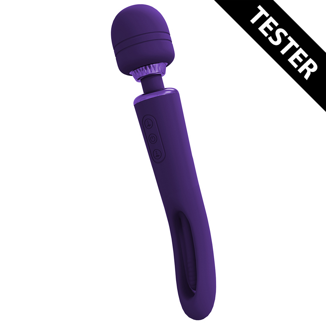 Kiku - Double Ended Wand with Innovative G-Spot Flapping Stimulator - Purple - Tester
