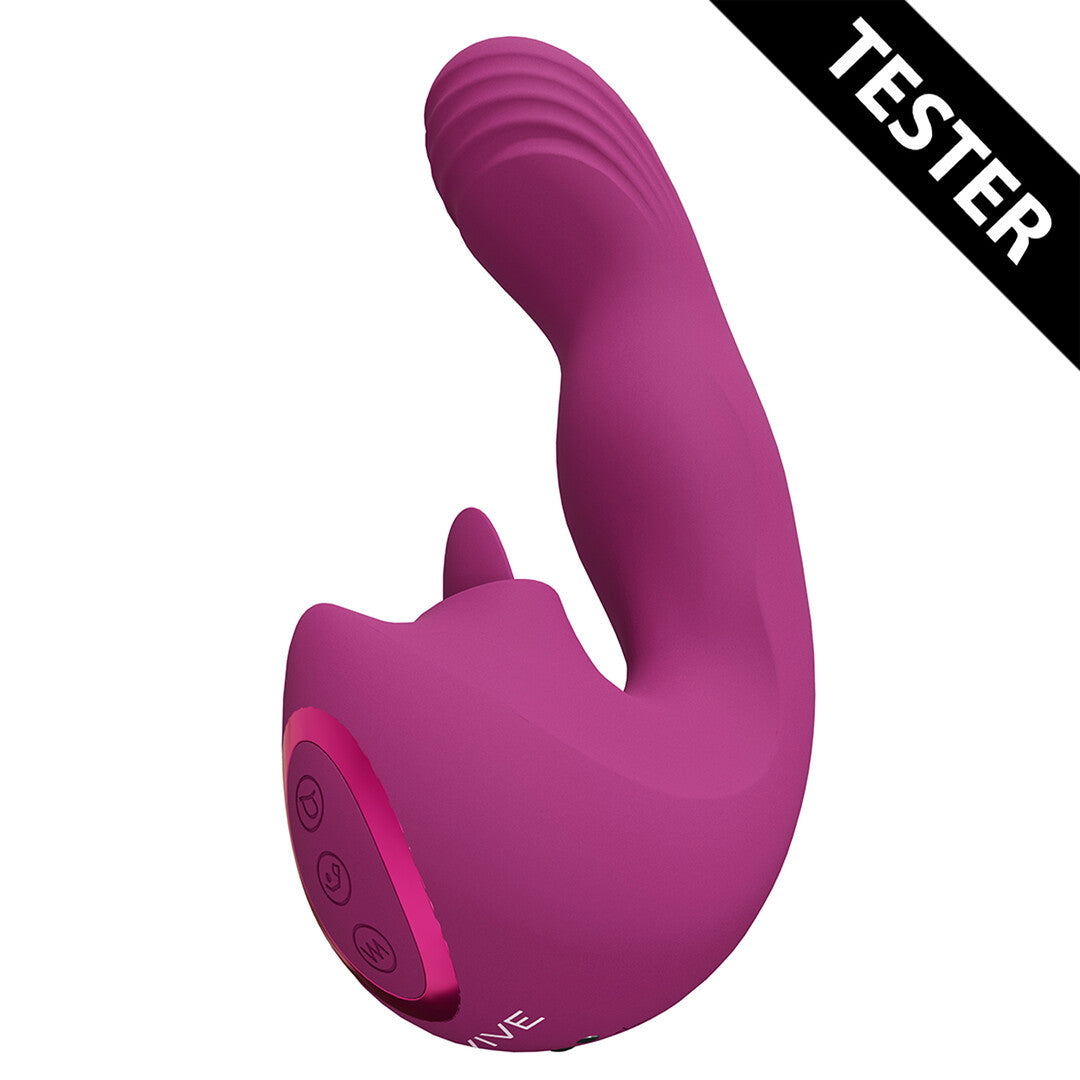 Yumi - Vibrateur point G à trois moteurs, mouvement du doigt et stimulateur de langue frétillante - Rose - Testeur