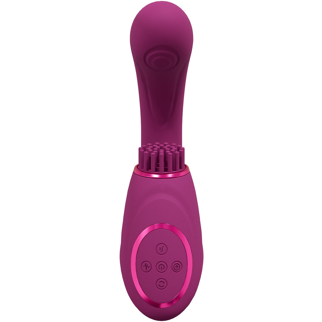 Gen - Triple Motor G-Spot Vibrator with Pulse Wave and Vibrating Bristles - Pink