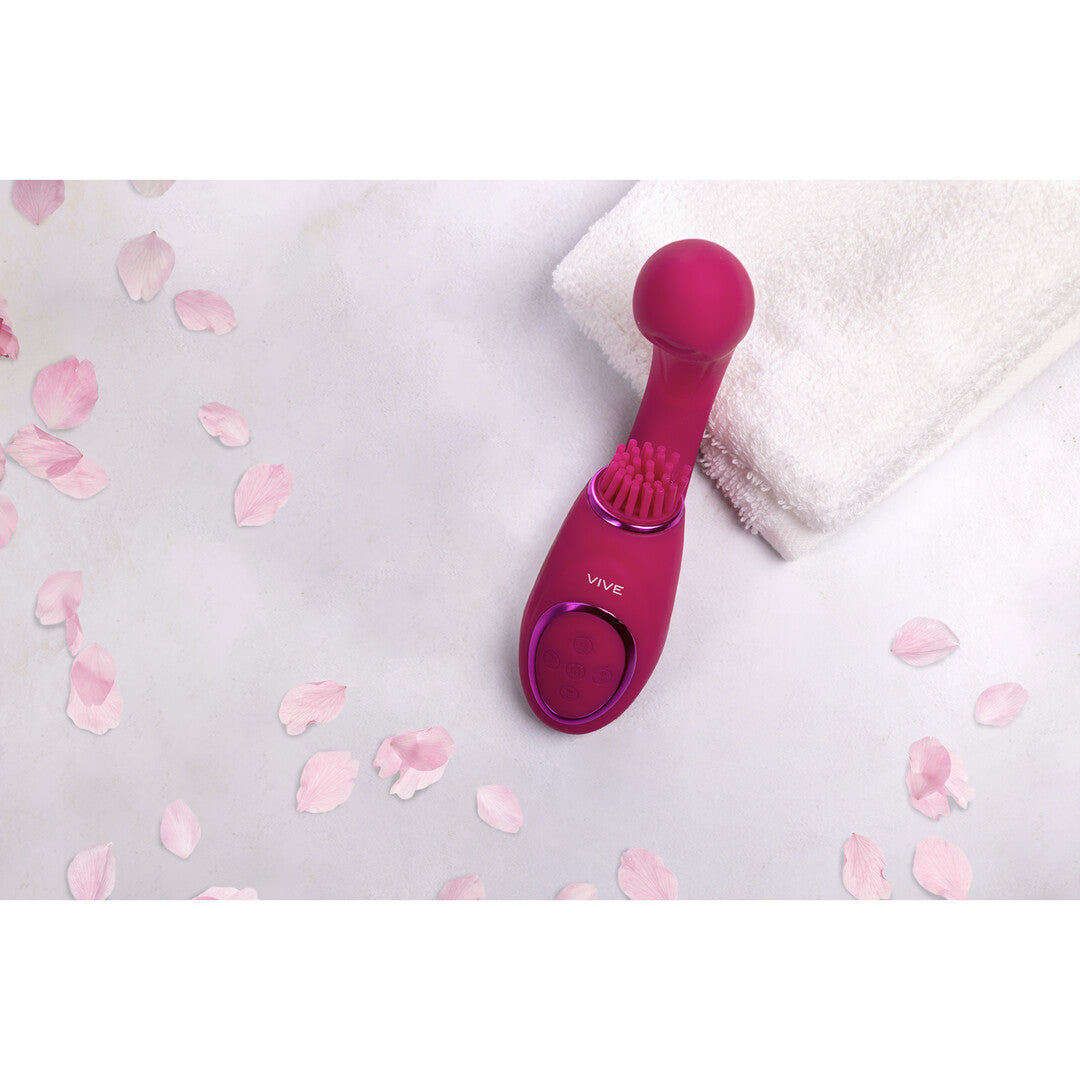 Gen - Triple Motor G-Spot Vibrator with Pulse Wave and Vibrating Bristles - Pink